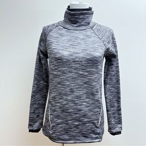 Spyder Active Tech Grey Slub Cowl Neck Fleece Pullover Sweater Small
